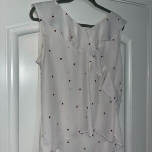 LOFT White Asymmetrical Tie Front Blouse